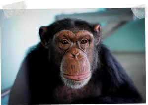 Introspective Chimpanzee Portrait PNG Image