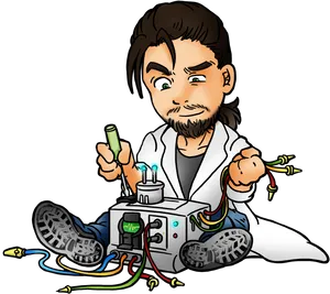 Inventive Scientist Cartoon Character PNG Image