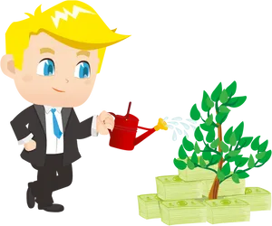 Investment Growth Concept Cartoon Businessman PNG Image