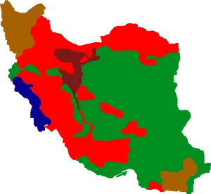 Iran Political Map Color Coded PNG Image