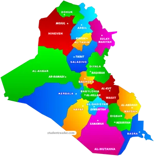 Iraq Administrative Divisions Map PNG Image