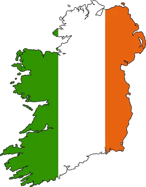 Ireland Flag Map Illustration PNG Image