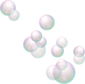 Iridescent Soap Bubbles Floating PNG Image