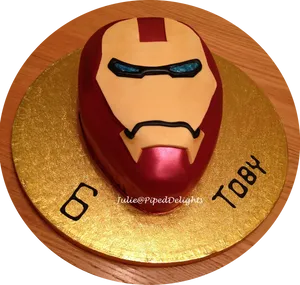 Iron Man Mask Cake Celebration PNG Image