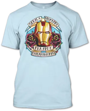 Iron Man Mask T Shirt Design PNG Image