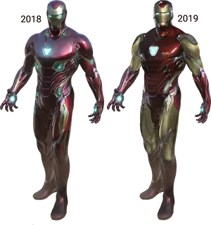 Iron Man Suit Evolution2018vs2019 PNG Image