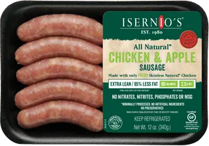 Isernios Chicken Apple Sausage Packaging PNG Image