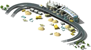 Isometric Airport Cargo Terminal PNG Image