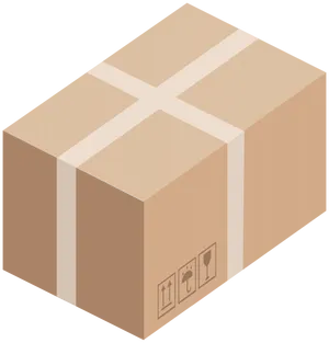 Isometric Cardboard Box PNG Image