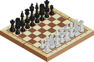 Isometric Chess Board Setup PNG Image