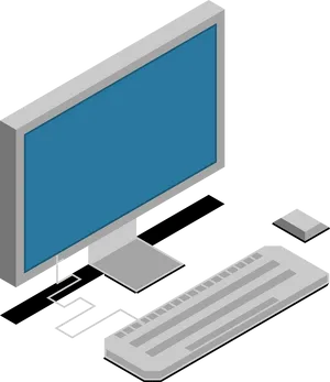 Isometric Computer Setup PNG Image