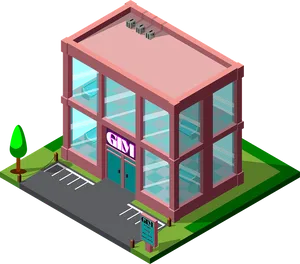 Isometric Gym Building Illustration PNG