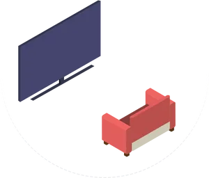 Isometric L E D T Vand Sofa Setup PNG Image