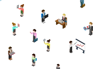 Isometric Office Workers Collection PNG Image