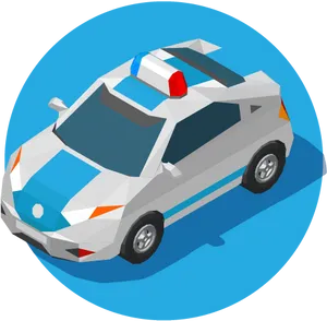 Isometric Police Car Illustration PNG Image