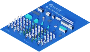 Isometric Scientist Crowd Illustration PNG Image