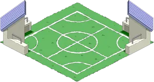 Isometric Soccer Field Illustration PNG