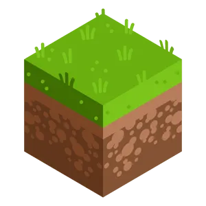 Isometric Soil Grass Cube PNG Image