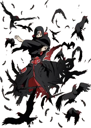 Itachi Uchiha Crows Illusion PNG Image