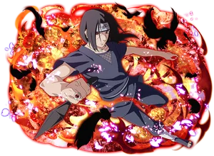 Itachi Uchiha Fire Style Jutsu PNG Image