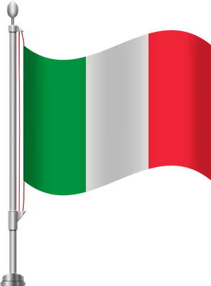 Italian Flag Wavingon Pole PNG Image