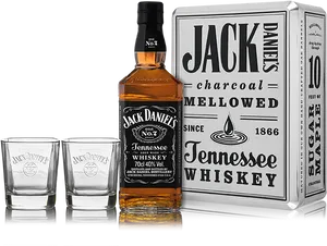 Jack Daniels Whiskeyand Glasses PNG Image