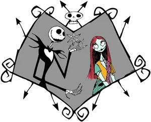 Jackand Sally Nightmare Before Christmas Art PNG Image