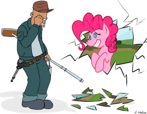 Janitor Surprisedby Pink Pony PNG Image