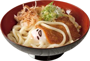 Japanese Udon Noodle Bowlwith Toppings PNG Image