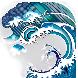 Japanese Wave Tattoo Design Png Kbh64 PNG Image