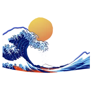 Japanese Wave With Mount Fuji Png Ood62 PNG Image