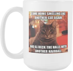 Jealous Cat Meme Mug PNG Image