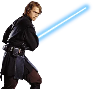 Jedi Knight With Blue Lightsaber PNG Image