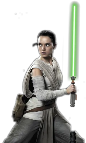 Jedi Warrior Green Lightsaber PNG Image