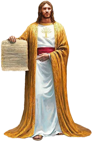 Jesus Holding Scroll Illustration PNG Image