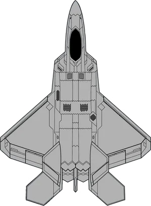 Jet Fighter Top View Line Art PNG Image