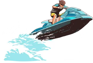 Jet Ski Adventure Illustration PNG Image