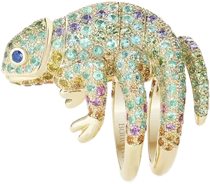 Jeweled Chameleon Brooch PNG Image