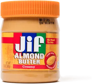 Jif Almond Butter Creamy Jar PNG Image