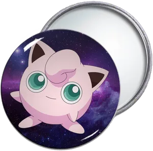 Jigglypuff Cosmic Button Pin PNG Image