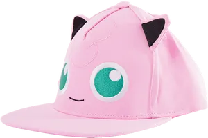 Jigglypuff Themed Pink Baseball Cap PNG Image