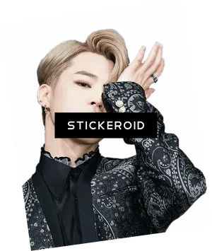 Jimin Black Paisley Outfit PNG Image