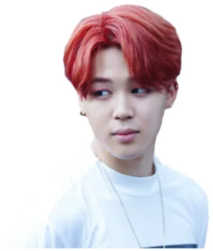 Jimin Red Hair Cutout PNG Image