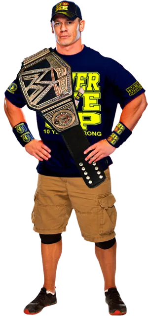 John Cenawith Championship Belt PNG Image