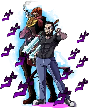 Jojo Inspired Characters Action Pose PNG Image