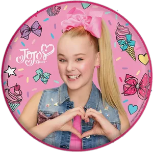 Jojo Siwa Heart Gesture Promotional Graphic PNG Image