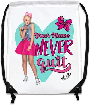 Jojo Siwa Never Quit Drawstring Bag PNG Image