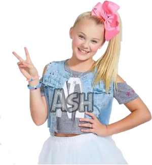 Jojo_ Siwa_ Peace_ Sign_ Pose PNG Image