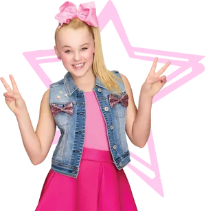 Jojo Siwa Peace Sign Pose PNG Image