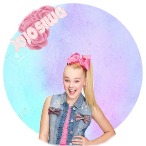 Jojo Siwa Pink Bowand Denim PNG Image